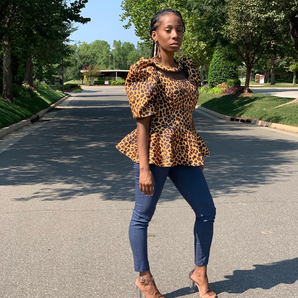 Leopard print peplum top